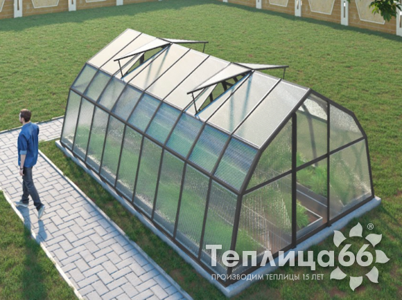 Теплица Рада Таймыр из поликарбоната, 3,5x6 метров, графитовая